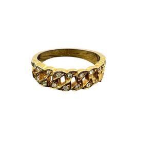 Vintage Gold Tone Ring Cubic Zirconia Stones Size 9 Fashion Jewelry